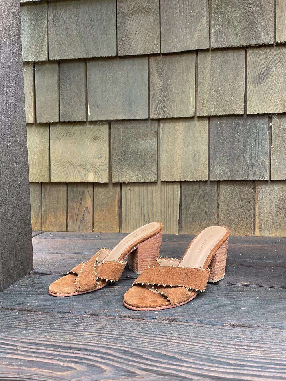 Ulla Johnson Brown Suede Block-Heel Slide Sandals Size 39 - Picture 2 of 6